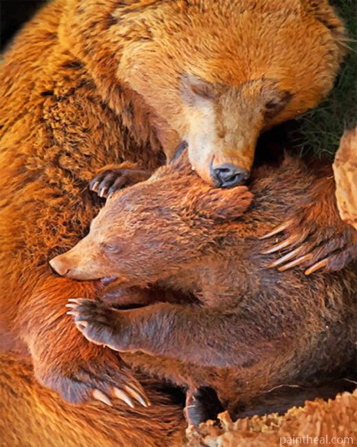 Bear And Her Cub Painting By Numbers Kits