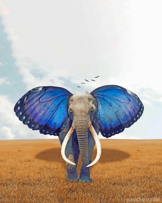 Elephant With Butterfly Ears Painting By Numbers Kits