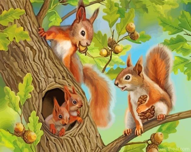 Cute Squirrels Painting By Numbers Kits