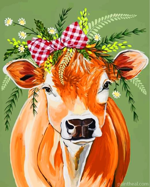 Cow And Flowers Painting By Numbers Kits