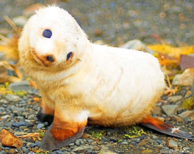 Baby White Seal Painting By Numbers Kits