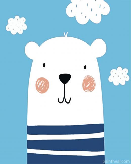 White Baby Bear Painting By Numbers Kits