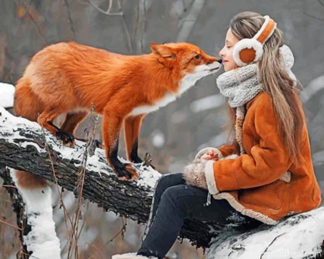 Lady And Her Fox Painting By Numbers Kits
