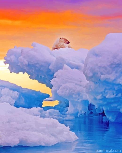 White Bear On Glaciers Painting By Numbers Kits