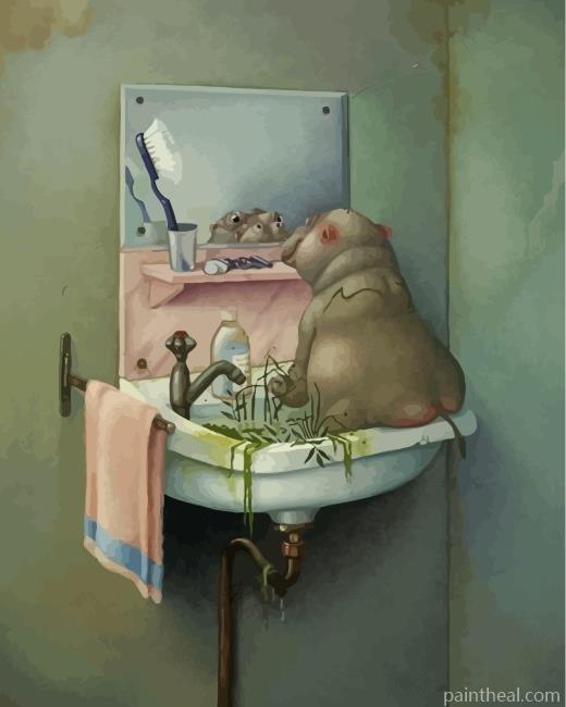 Cute Baby Hippo Painting By Numbers Kits