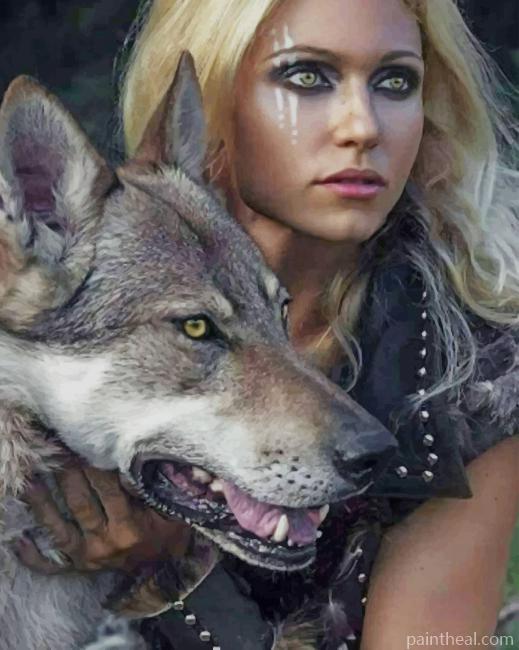 Viking Woman With Wolf Painting By Numbers Kits