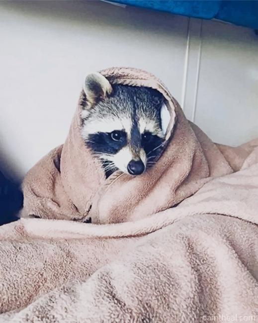 Raccoon In A Blanket Painting By Numbers Kits