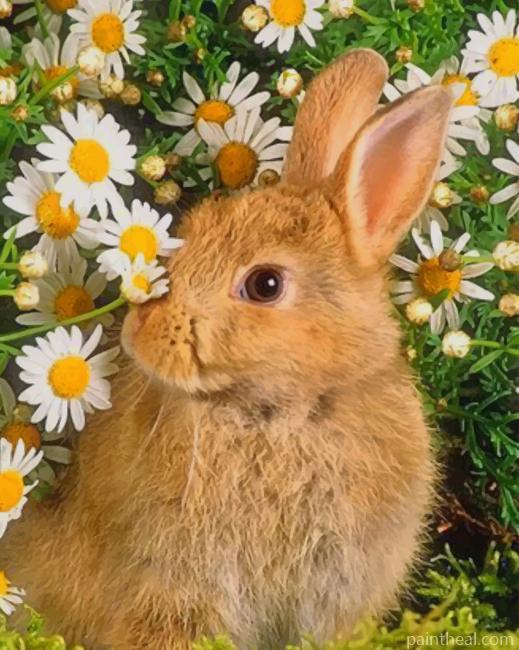 Domestic Rabbit With Flowers Painting By Numbers Kits