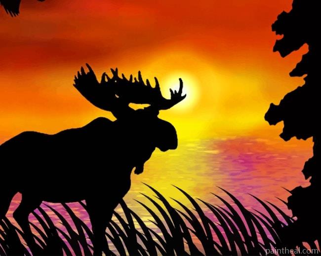 Moose Silhouette Painting By Numbers Kits
