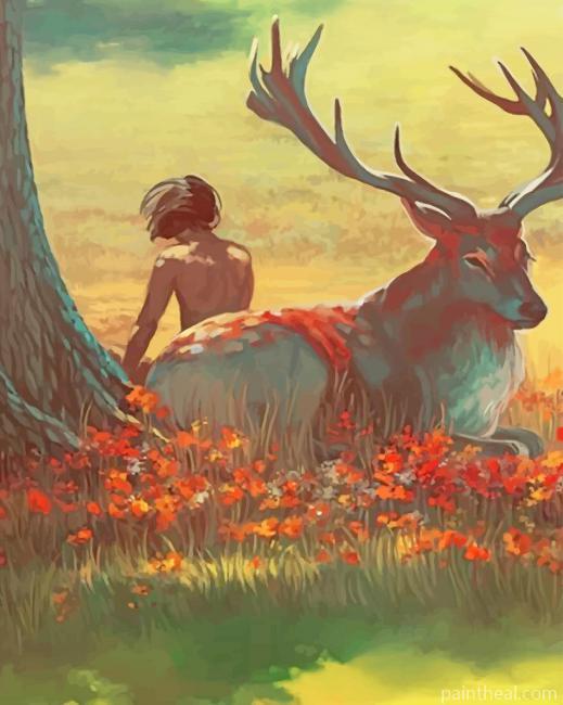 Man and Deer Painting By Numbers Kits