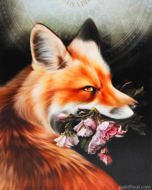 Orange Fox And Flowers Painting By Numbers Kits