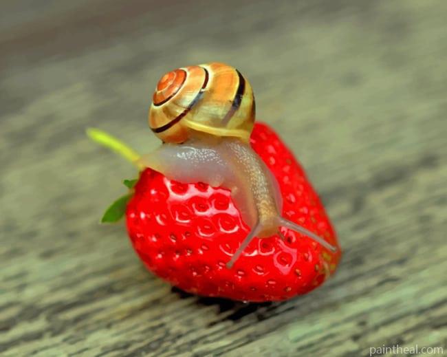 Snail On Strawberry Painting By Numbers Kits