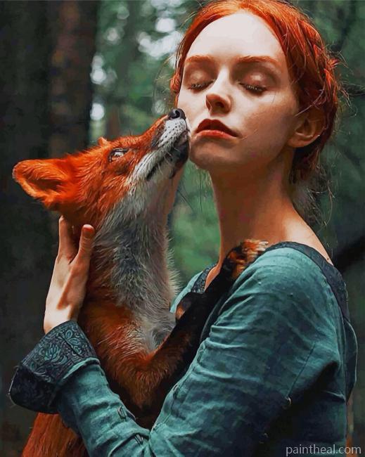 Ginger Girl And Fox Painting By Numbers Kits