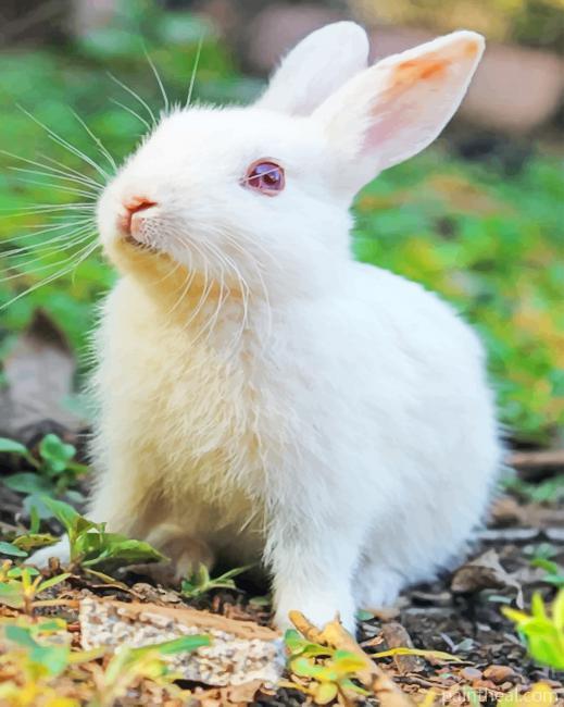 White Bunny Rabbit Painting By Numbers Kits