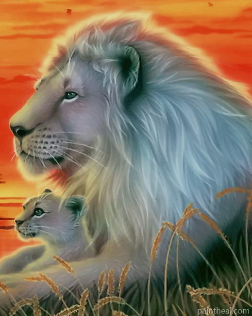Lion With His Son Painting By Numbers Kits