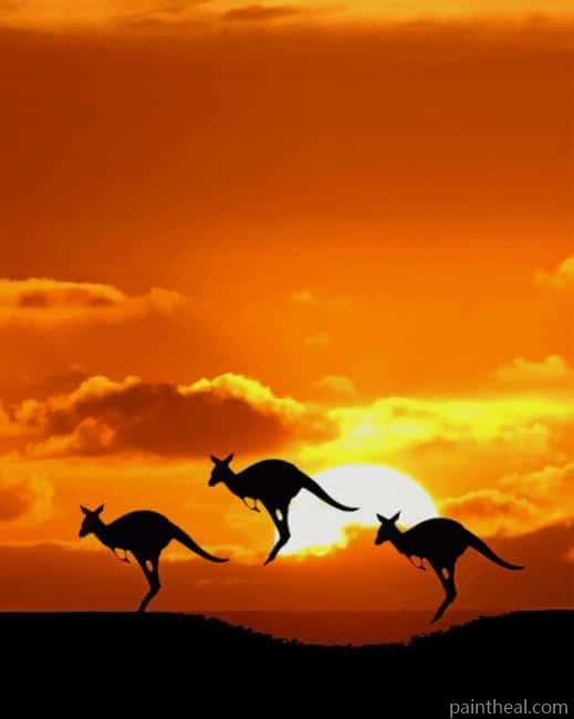 kangaroos Silhouette Painting By Numbers Kits