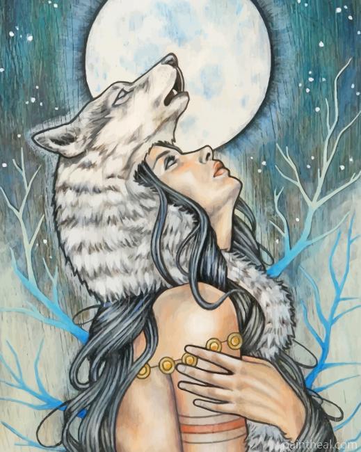Wolf Woman Art Painting By Numbers Kits