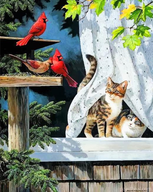 Kittens And Birds Painting By Numbers Kits