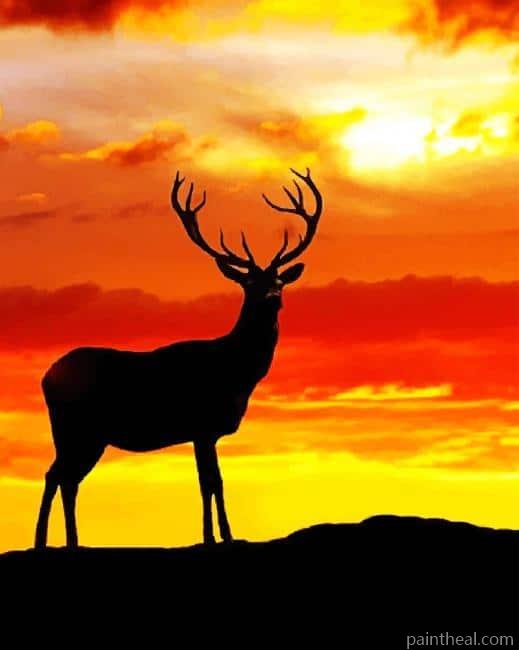 Sunset Silhouette Deer Painting By Numbers Kits