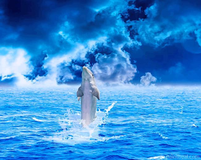 Jumping Dolphin In The Sea Painting By Numbers Kits