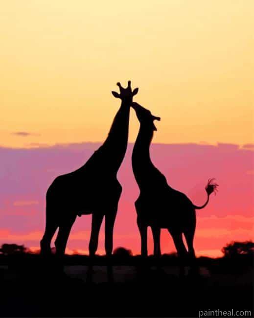 Giraffes Silhouette Painting By Numbers Kits