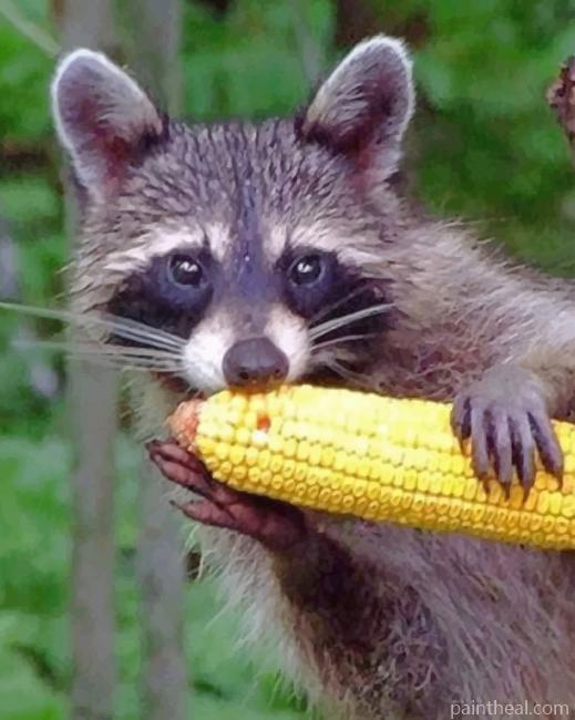 Raccoon Eating Corn Painting By Numbers Kits