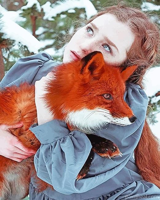 Girl Hugging Fox Painting By Numbers Kits