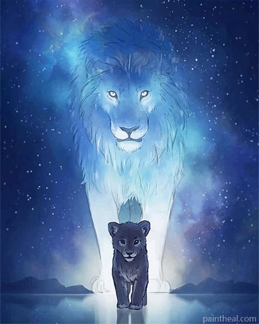 Fantasy Lion and Cub Painting By Numbers Kits
