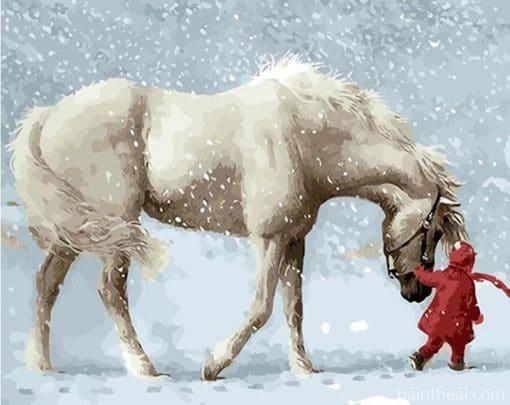 Snow Horse – Animals 5D Diamond Painting Painting By Numbers Kits