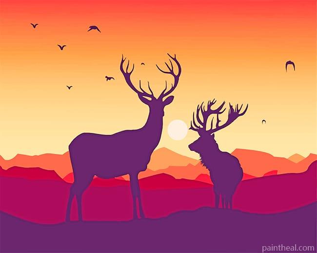 Deer Silhouette Art Painting By Numbers Kits