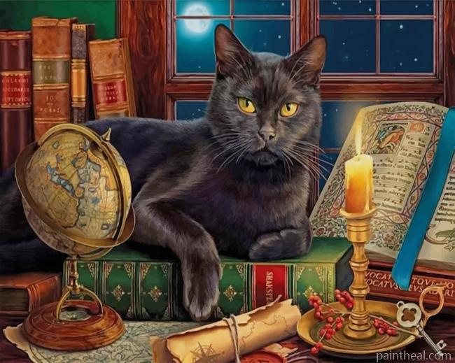 Black Cat by Candlelight Painting By Numbers Kits