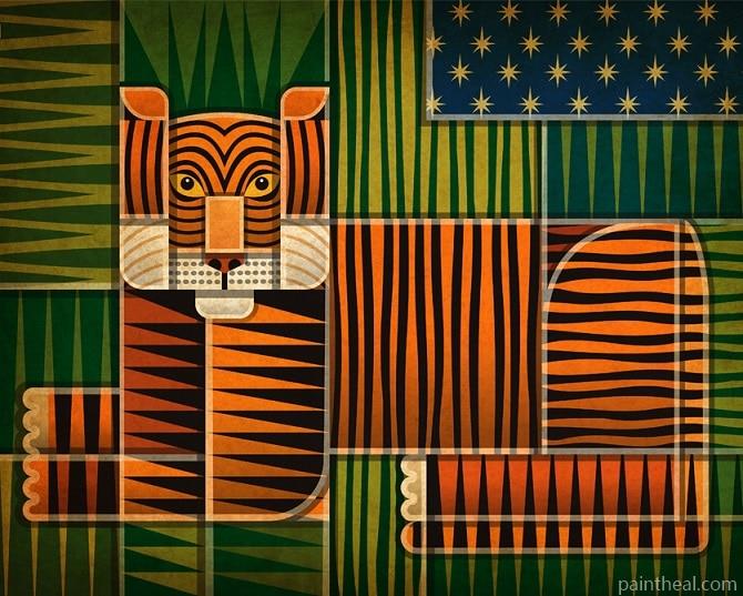 Patchwork Tiger Art Painting By Numbers Kits
