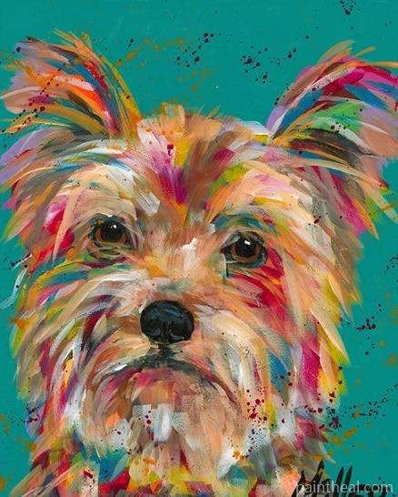 Colorful Yorkie Dog Painting By Numbers Kits