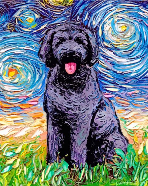 Starry Night Black Goldendoodle Painting By Numbers Kits