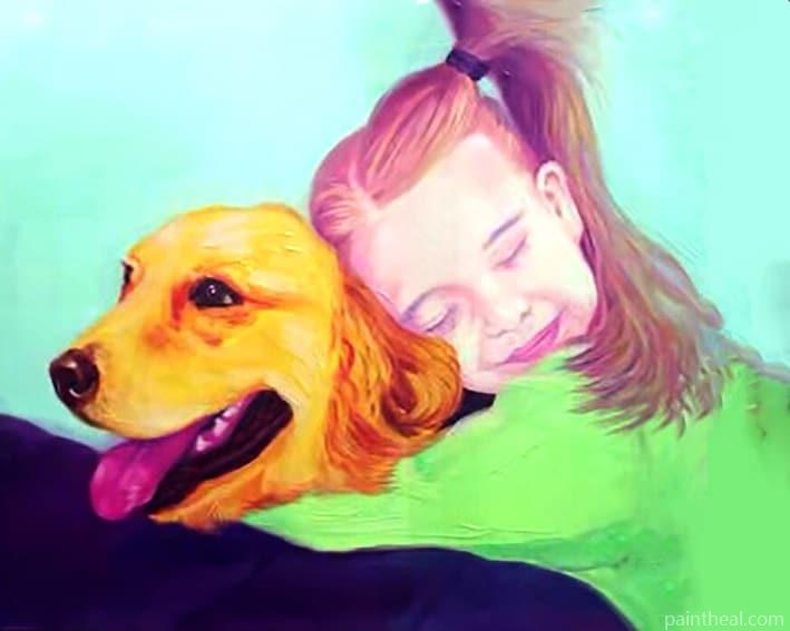 Golden Retriever With Girl Painting By Numbers Kits