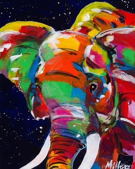 Colorful African Elephant Painting By Numbers Kits