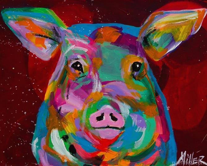 Colorful Pig Painting By Numbers Kits