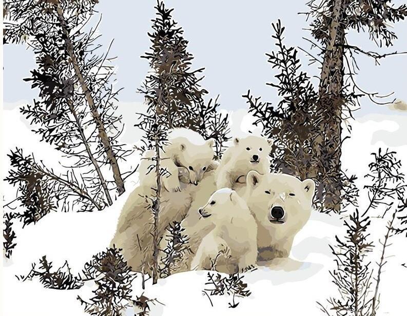Polar Bear Family Painting By Numbers Kits
