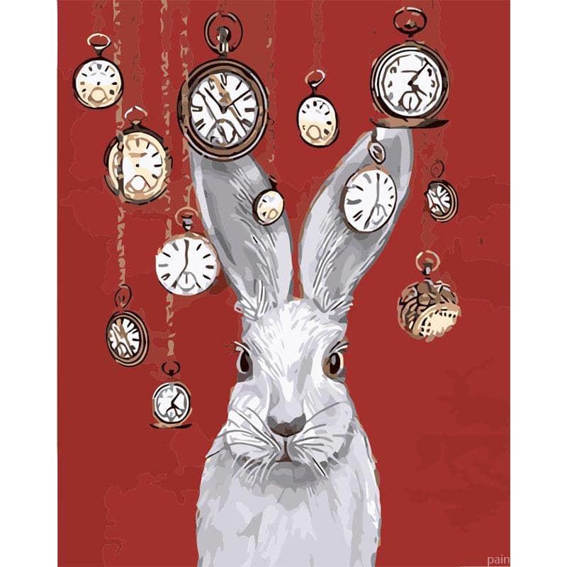 White Rabbit And Clocks Painting By Numbers Kits