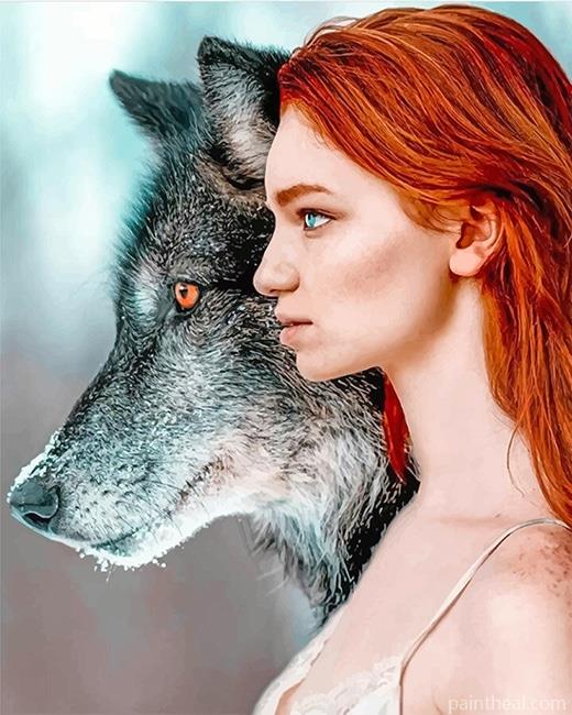 Ginger Girl With Wolf Painting By Numbers Kits
