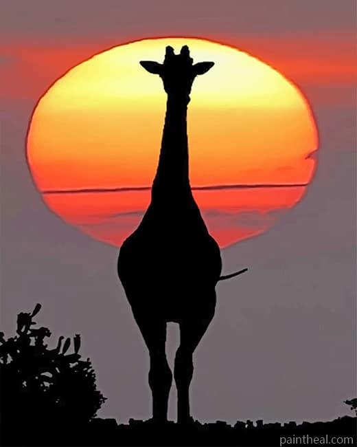 Sunset Giraffe Silhouette Painting By Numbers Kits