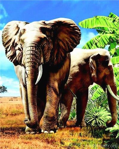 African Bush Elephants Painting By Numbers Kits