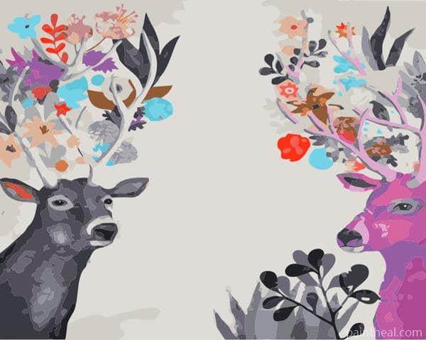 Colorful Floral Deer Painting By Numbers Kits