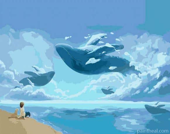 Whales In Clouds Painting By Numbers Kits