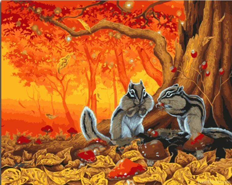 Squirrel Couple Painting By Numbers Kits