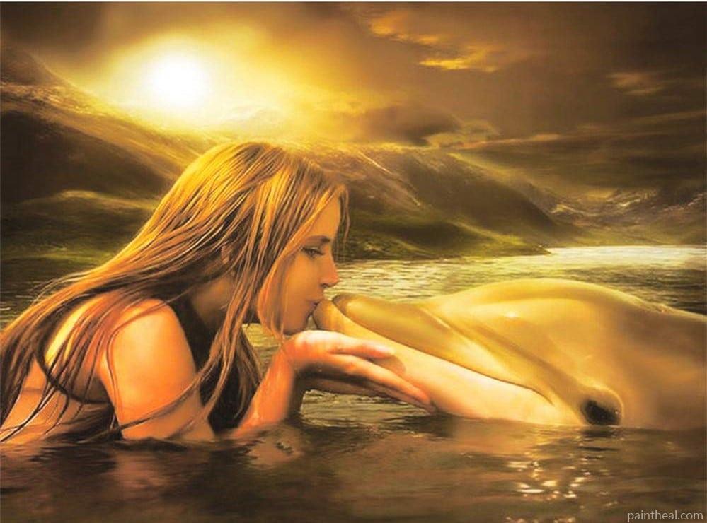 Girl With Dolphin Painting By Numbers Kits
