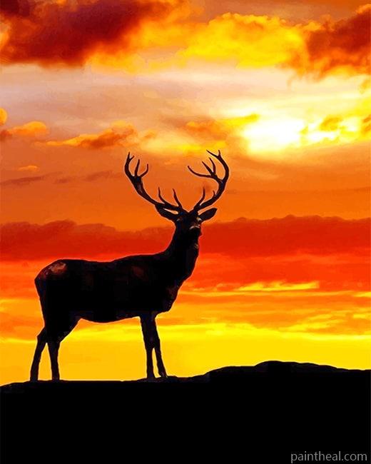 Deer Sunset Silhouette Painting By Numbers Kits