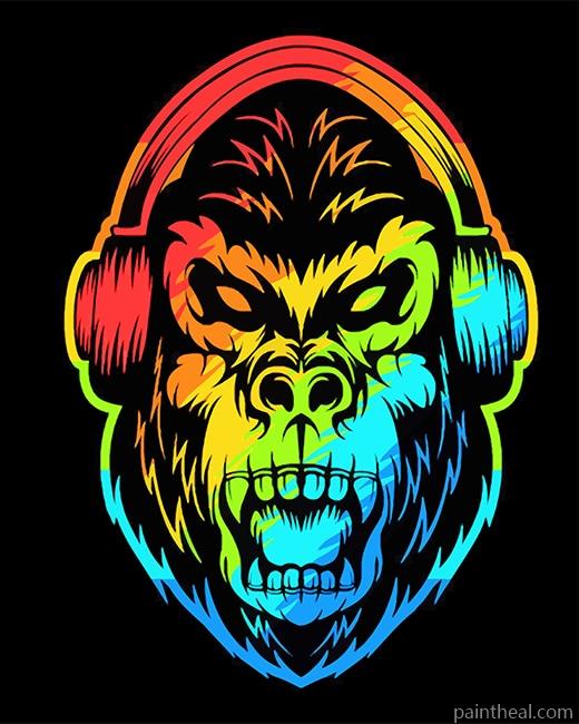 Colorful Angry Gorilla Painting By Numbers Kits