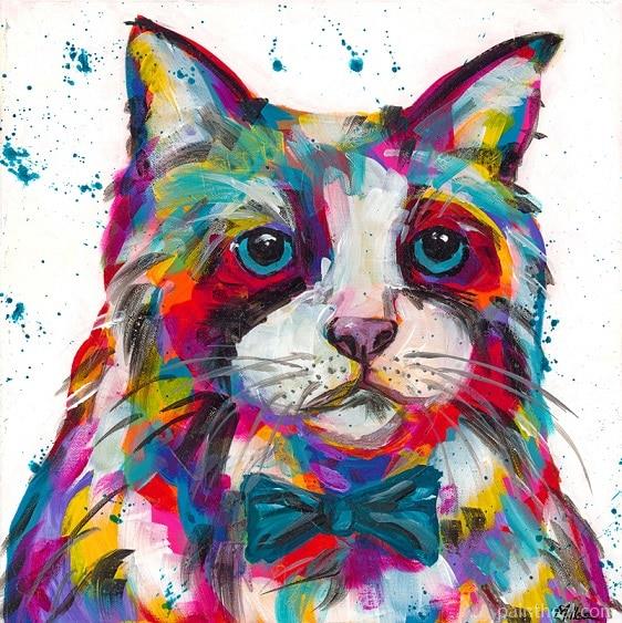 Colorful Cat With Tie Painting By Numbers Kits