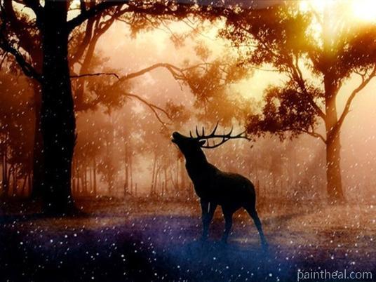 Silhouette Deer Painting By Numbers Kits